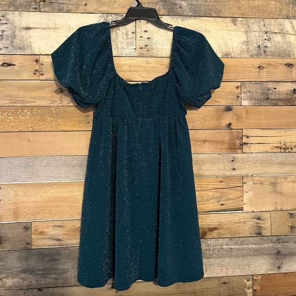 Altar'd State Sparkling Dark Green Mini Dress - Picture 2 of 4